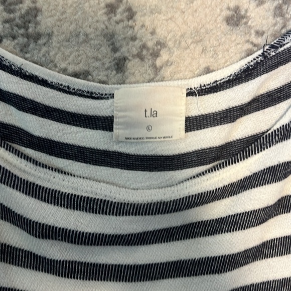 Anthropologie T.la navy striped dress with front tie Size Large - Picture 3 of 7